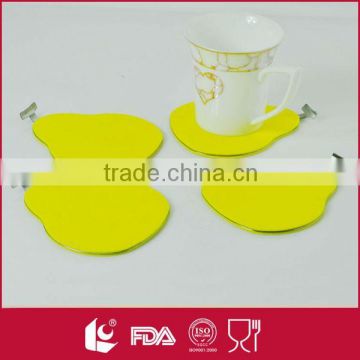 4pcs yellow coaster set with EVA