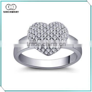 Valentines Heart shaped brass micro pave rings