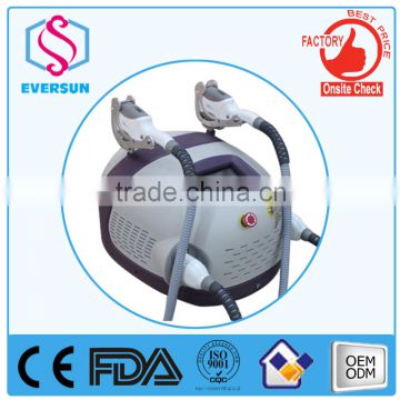 Global professional portable SHR IPL OPT two handles SSR SVR Shr ipl hairy removal beauty machine from qualitify Eversun factory