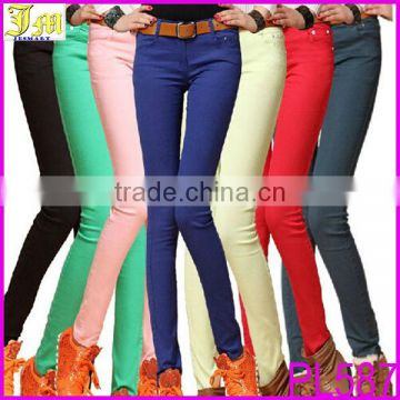 Fashion Candy Color Pencil Women's Pants Sexy Elastic Cotton Jeans Pants Denim Trousers