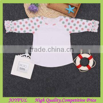 2016 wholesale oem kids sleeve infant icing ruffle raglan shirt