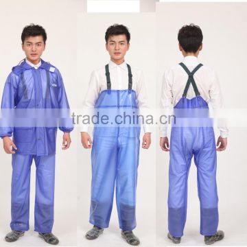 popular among fishermen clear plastic waterproof bib pant rain coat