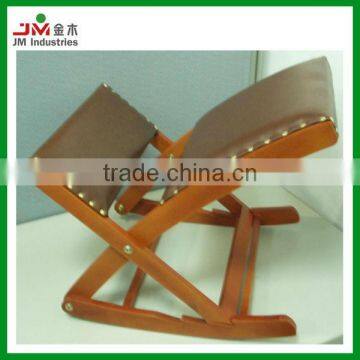 Foldable Wooden Footstool with PU Leather