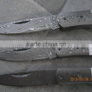 A SCENIC RAM HORN HANDLE, HANDMADE DAMASCUS STEEL LINER LOCK FOLDING KNIFE photo-4