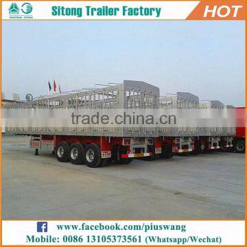 3 Axle 40 Ton 60 Ton High Drop Side Board Cattle Gated Stake Steel Cage Cargo Fence Semi Trailer for Sale photo-2