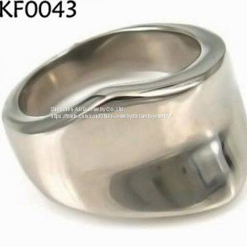 Mens Black Smooth Titanium Stainless Steel Biker Ring Silver photo-2