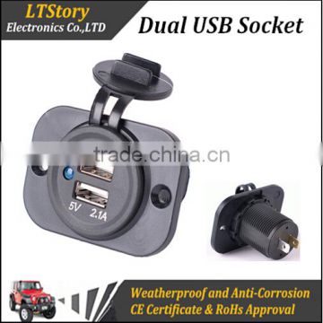 Snowmobile Electric Panel Universal Mount Dual waterproof USB Socket 5V