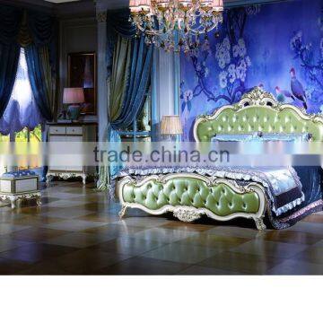 Bisini Luxury Leather Bedroom Furntiure Set, Antique Royal Bed Room Furniture, Luxury Leather King Bed photo-5