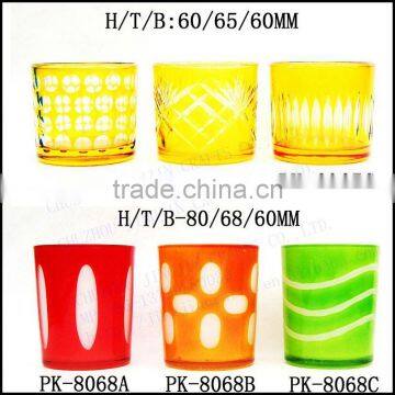 Aroma Scented Amber Colorful Cut to Clear Glass Candle Holder or Jar photo-5