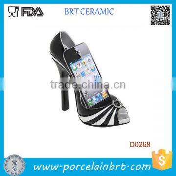 High-heeled Shoes Black Elegant Porcelian Holder Phone