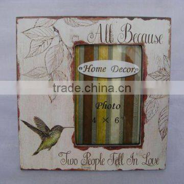 Beautiful Paper Printing Wooden Photo Frame 4x6'' Opening With Birds and Flower Desgin photo-6