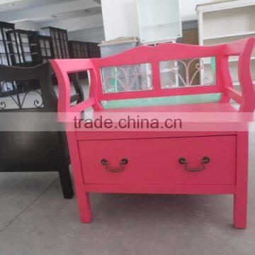 Shabby Large Wooden Stool for 3 People photo-6