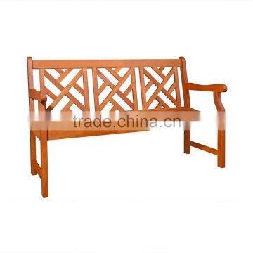 Nice looking outdoor carving teak wood patio bench with armrest