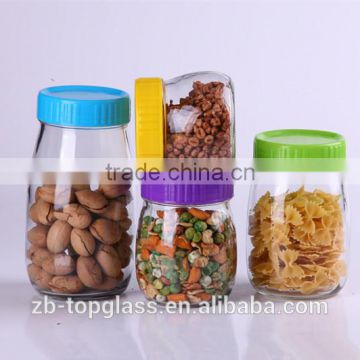 airtight plastic lid glass storage jar