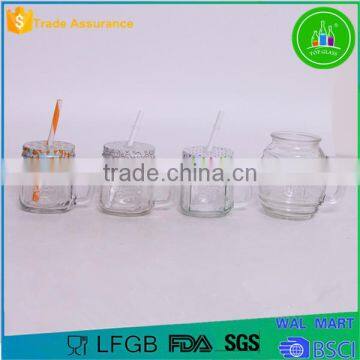 450ml Environmental Colored Glass Mason Jar With Straw photo-2
