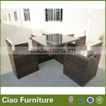 Outdoor space saving rattan dining table set for wholesale