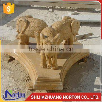 outdoor elephant statue yellow natural marble table base NTS-B171S