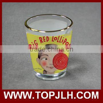 Sublimation Gold Rim Short Glass Wine Mug photo-6