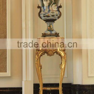 Antique Gold Marble Top Hand-carved Wedding Decoration Flower Stander photo-3