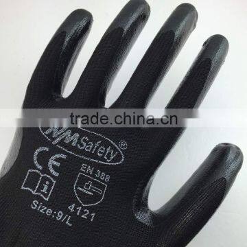 Nmsafety 13 Gauge Nylon Knitted Black Smooth Nitrile Coated Oil-resistant Working Gloves photo-3
