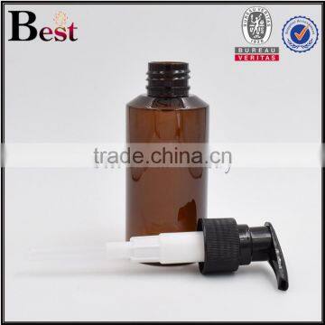 2017 Hot New Products Cosmetic Oblique Shoulder Beard Oil Lotion Pump Amber PET 100ml Plastic Bottle for Oil photo-3