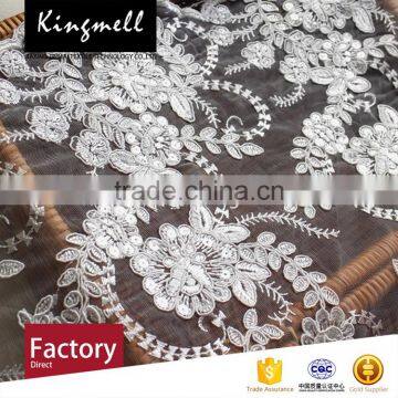 Custom Digital Printing Polyester Textile 3d Flower Lace Embroidered Fabric for Women Wedding Dress photo-2