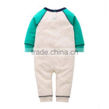 Casual Grey &green Infant Clothing Crotchless Male Romper photo-3