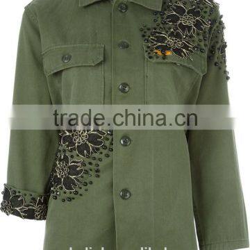 100% Cotton Women Military Olive Green Jacket Customized photo-4