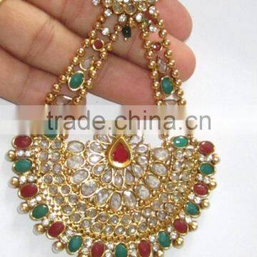 JHOOMAR JHUMAR Side Passa TIKA Polki RED GREEN Hair Accessory photo-2