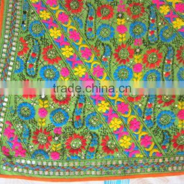 Green Multicolor PHULKARI GEORGETTE DUPATTA SHAWL, Sequin Hand Embroidery photo-2