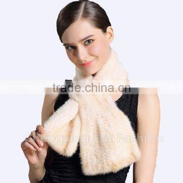 CX-S-86B China Supplier Wholesale Ladies Hand Knitting Real Mink Fur Scarf photo-2