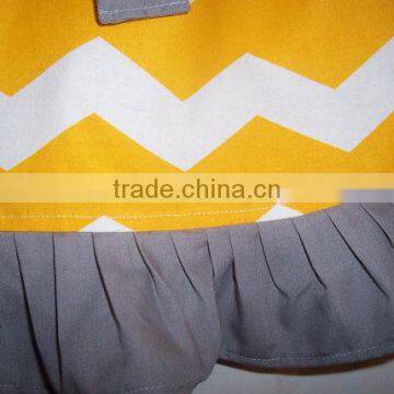 Children's Yellow Chevron and Polka Dot Hem Girls Pillowcase Dresses With Ribbon Childrens Boutique Clothing photo-4