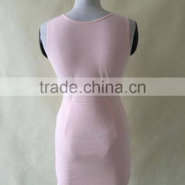 Brand Quality Fast Selling Wholesale Sexy Bodycon Dress Pink Shealth Mini Dress Fashion Deep V Prom Dresses Stock Z489 photo-4
