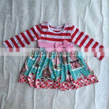 High Quality Baby Boutique Outfit Girls Christmas Pattern Outfit Red and White Stripe Icing Pants Outfit photo-2
