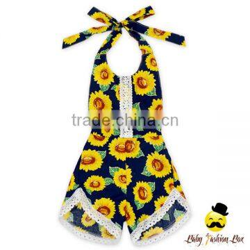 Summer Kids Clothes Polka Dots Printed Halter Sleeveless Lace Trim Baby Girl One Piece Grows Romper Shorts Jumpsuit photo-2