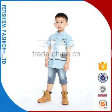 Europe United States style cowboy t-shirt / Denim shirt / sublimation Anti-Pilling washed casual cotton kids little boys t-shirt