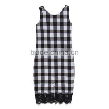 ShiJ 2017 New Design Brand Casual Black White Lattice Lace Vest Women Dresses photo-2