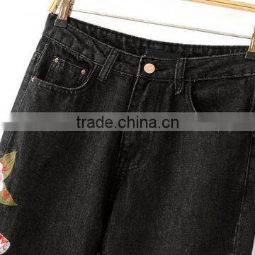 High Waist Jeans Embroidered Floral Sex Trousers Women Formal Shirt Trousers for Girls photo-5