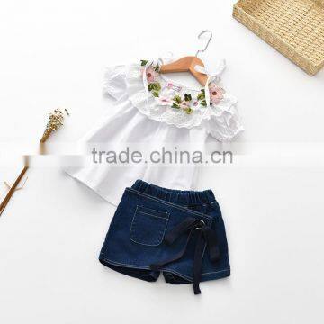 Wholesale girls unique design jeans shorts for summer