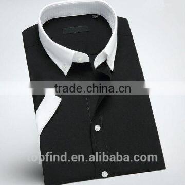 Slim Black Color Short Sleeve ,small Collar Cotton Men Shirts