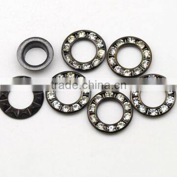 3 Colors 17mm Round Metal Brass Rhinestone Eyelets Crystal Diamond Grommets Glass Eyelets RE-17mm-001 photo-3
