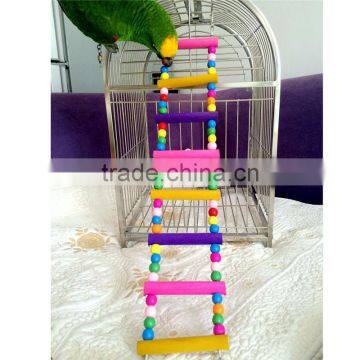 Newest Colorful Climbing Ladder Pet Bird Ladder Macaw Cockatiel Parrot Hamster Wood Ladder Climb Bell Swing Bite Toy photo-5