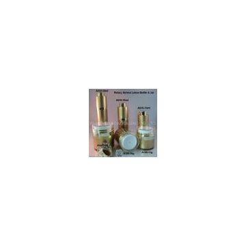 Gold Round Rotary Airless Press Lotion Bottle & Jar