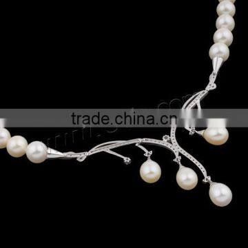 Gets.com 2015 Sterling Silver Long White Pearl Necklace