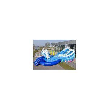 0.9mm PVC Tarpaulin Blue Inflatable Water Parks For Kids With Swimming Pool