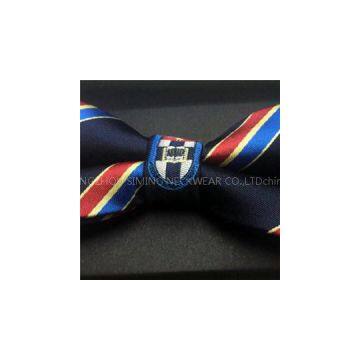 Customized Men\'s Uniform Bowtie With Logo Woven Or Printed Or Embroidered For Army Bank Security Group Staff Wear