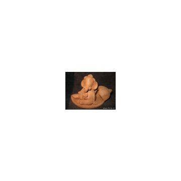 MODEL # KKG 032 SUKHAPRADA GANESHA HANDMADE Clay Figurine