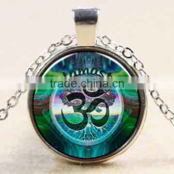 XP-TGN-LT-107 Latest Colorful Cabochon Life Tree Charm Vintage Meaningful Dome Antique Time Necklace In Alloy photo-2