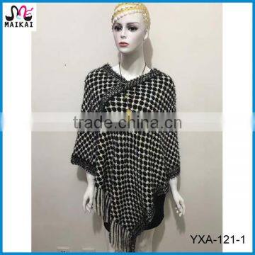 Wholesale new fashion women's acrylic knitted poncho