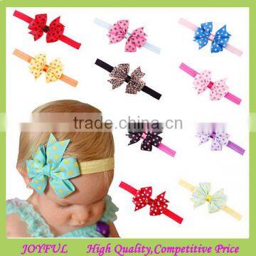 Dot Printed Chiffon Flower Baby Hair Bows